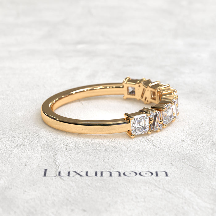 The Jirelyn – Princess & Baguette Zigzag Diamond Wedding Band