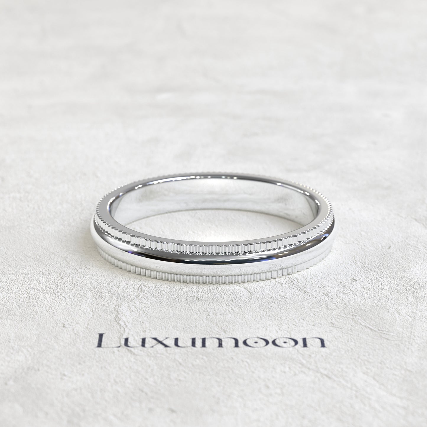 The Laxura - Solid Gold band with the millgrain work on the edges