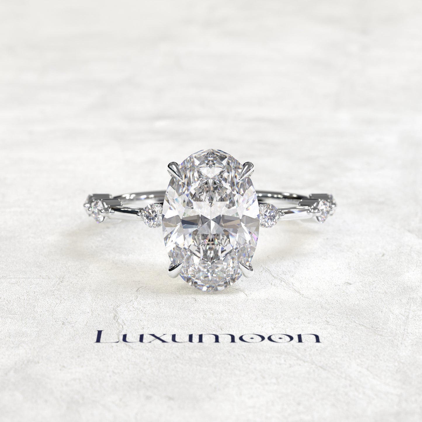 The Pavisse - 2 CT Oval Distance Pave Diamond Ring