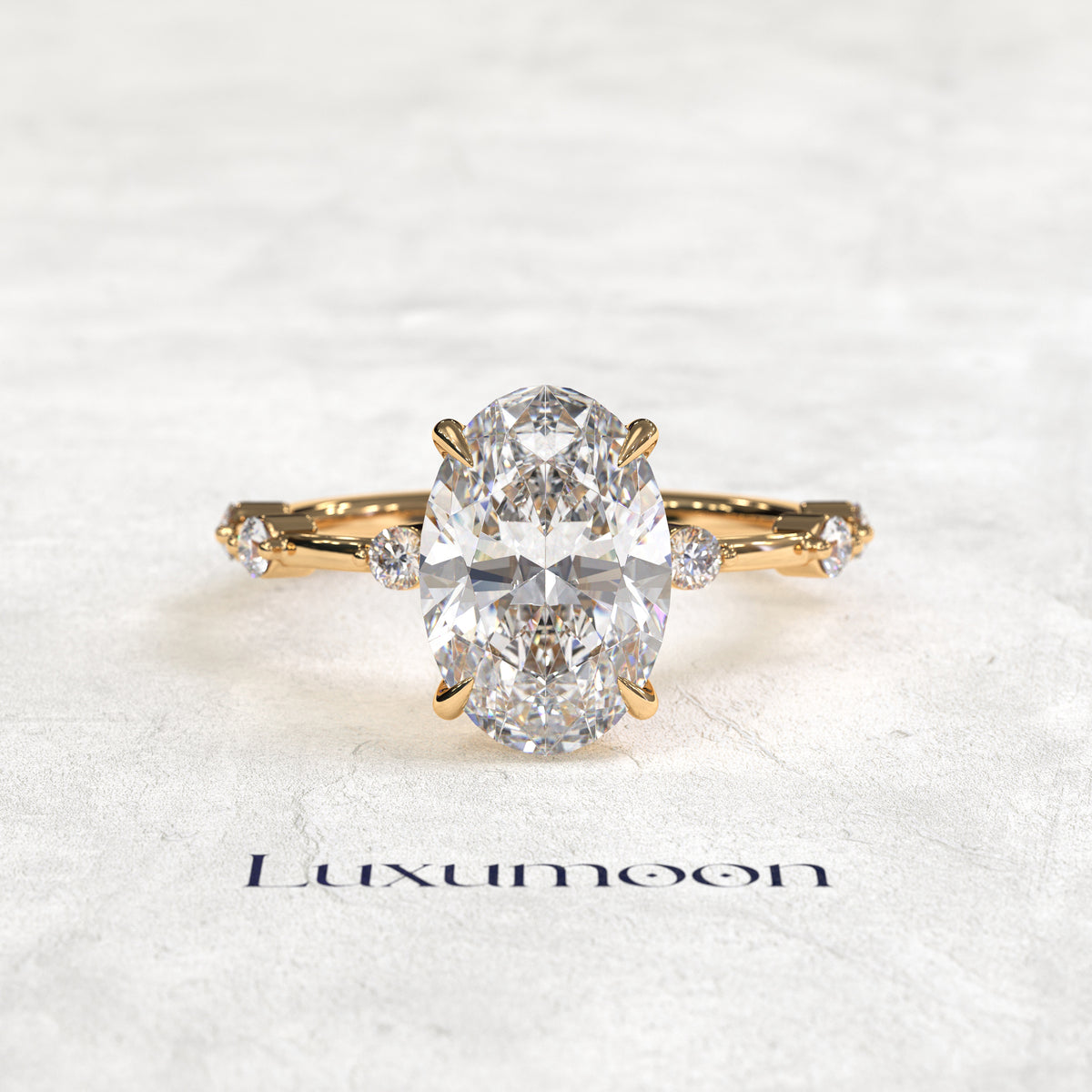 The Pavisse - 2 CT Oval Distance Pave Diamond Ring