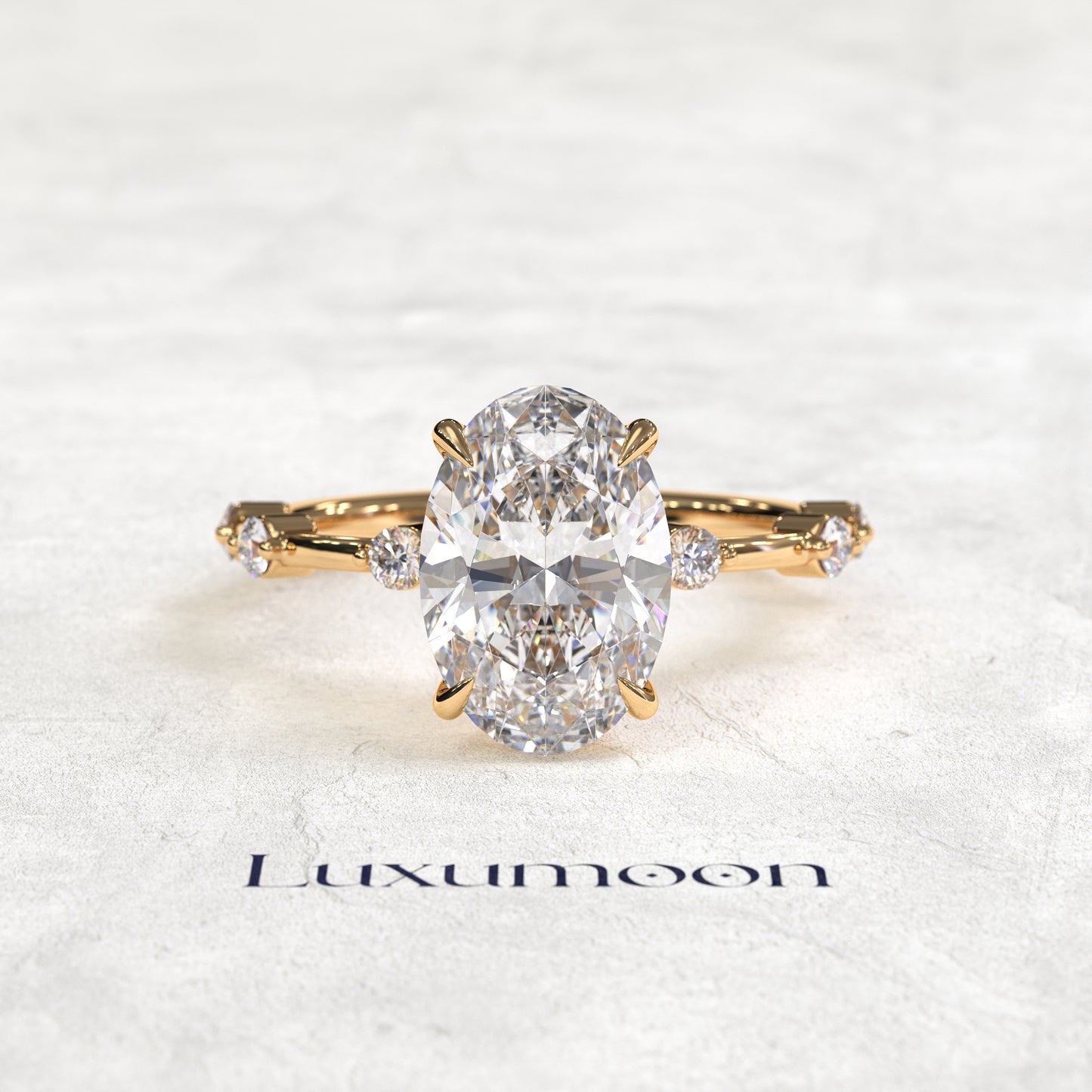 The Pavisse - 2 CT Oval Distance Pave Diamond Ring