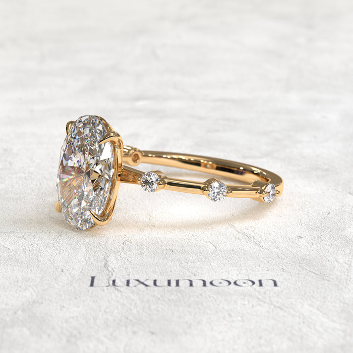 The Pavisse - 2 CT Oval Distance Pave Diamond Ring