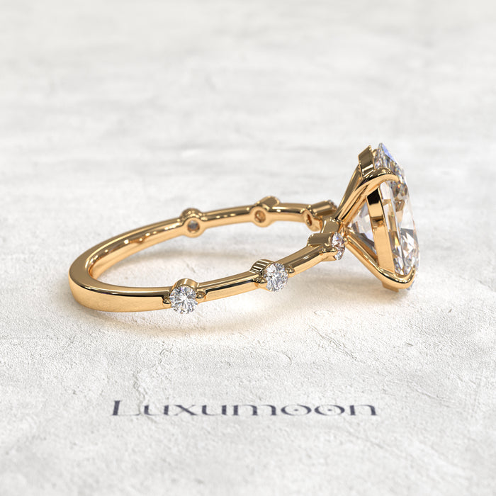 The Pavisse - 2 CT Oval Distance Pave Diamond Ring