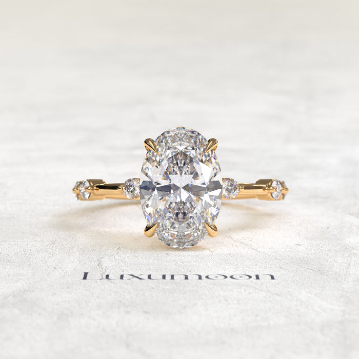 The Pavisse - 2 CT Oval Distance Pave Diamond Ring