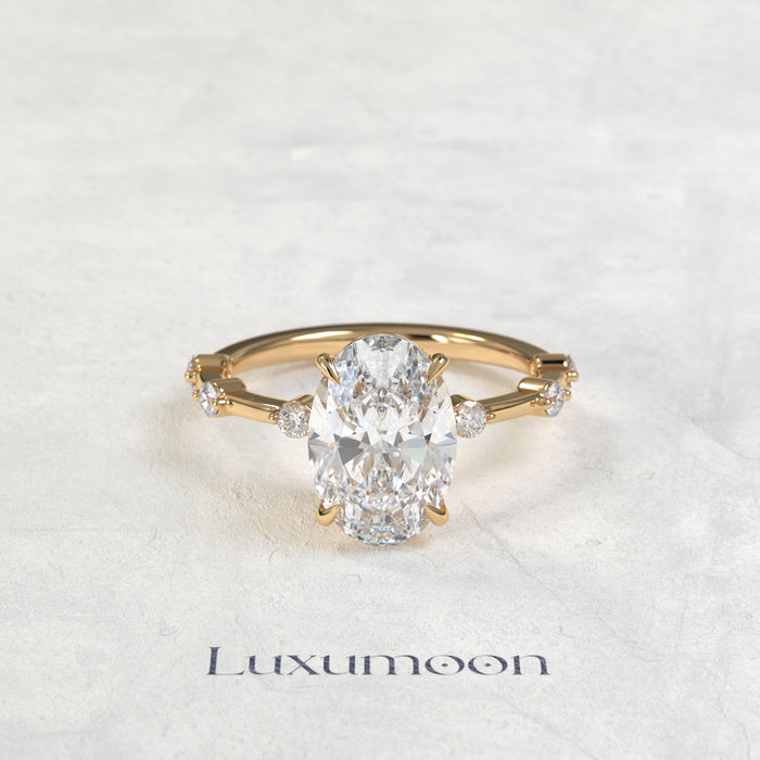 The Pavisse - 2 CT Oval Distance Pave Diamond Ring