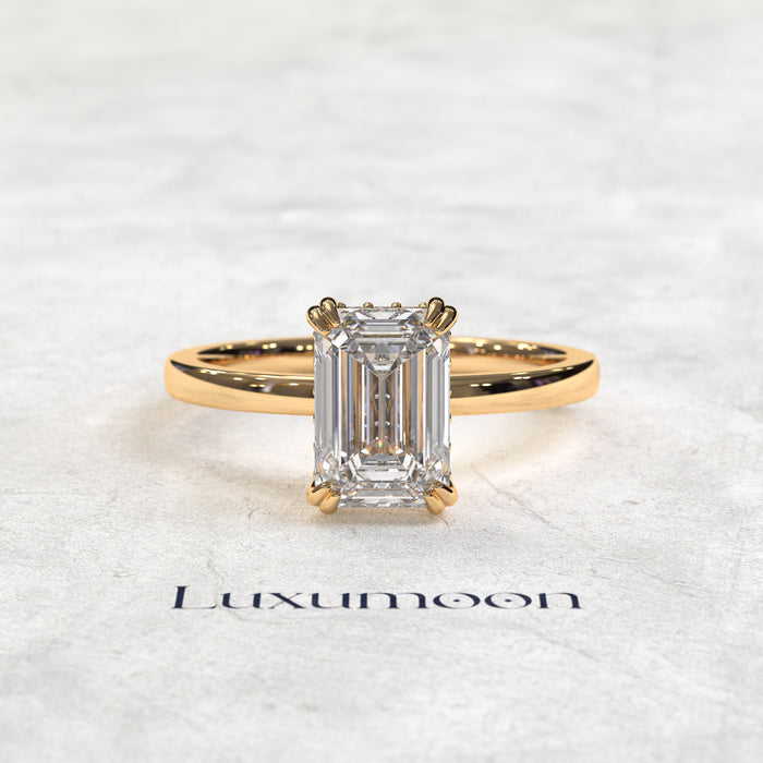 The Emavelle - 3 CT Emerald Diamond Solitaire Ring