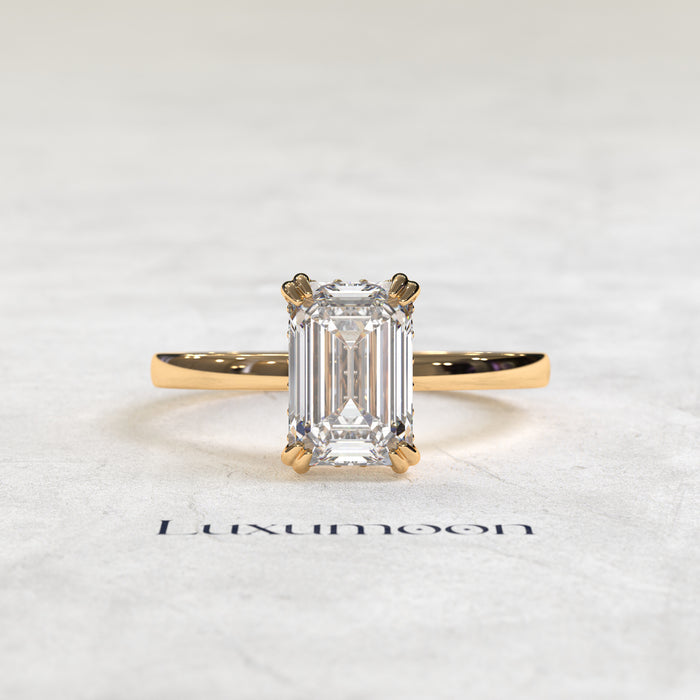 The Emavelle - 3 CT Emerald Diamond Solitaire Ring