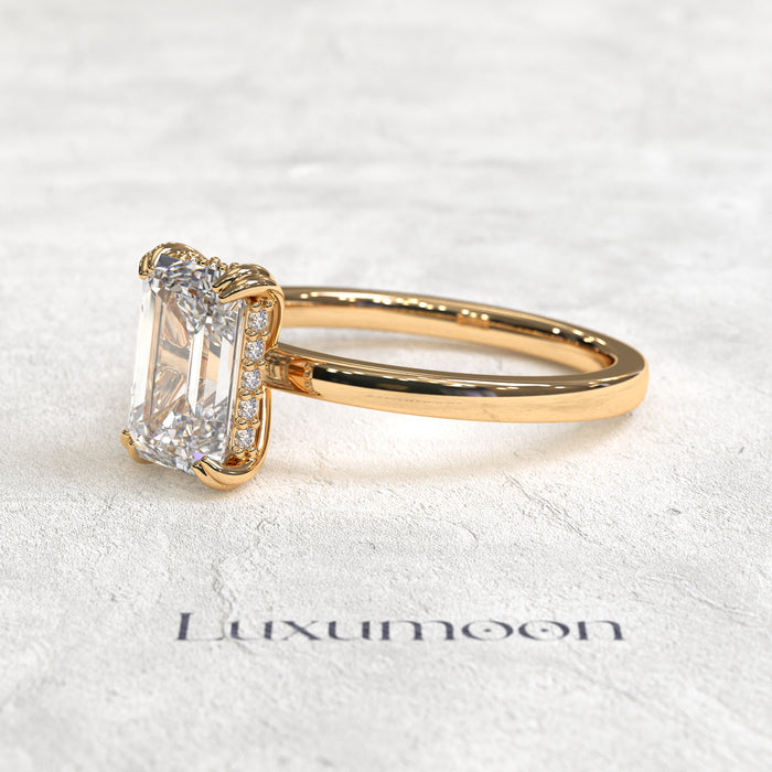 The Emavelle - 3 CT Emerald Diamond Solitaire Ring