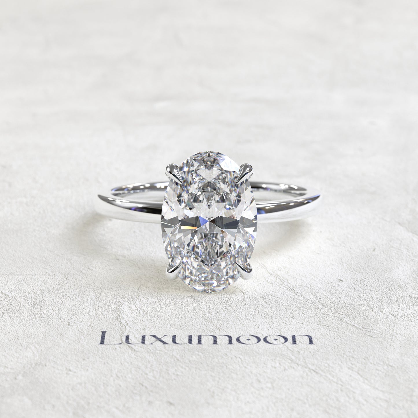 Bague solitaire minimaliste Orissia – Diamant ovale de 2 carats