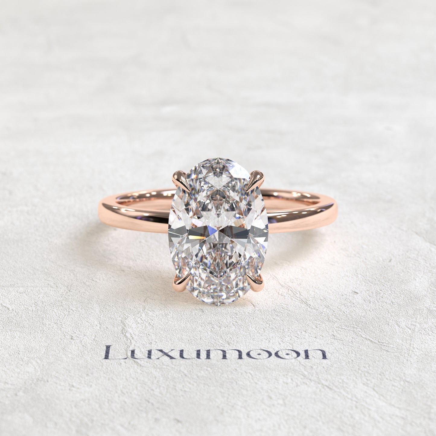 Bague solitaire minimaliste Orissia – Diamant ovale de 2 carats