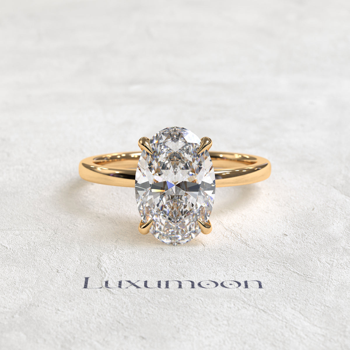 Bague solitaire minimaliste Orissia – Diamant ovale de 2 carats