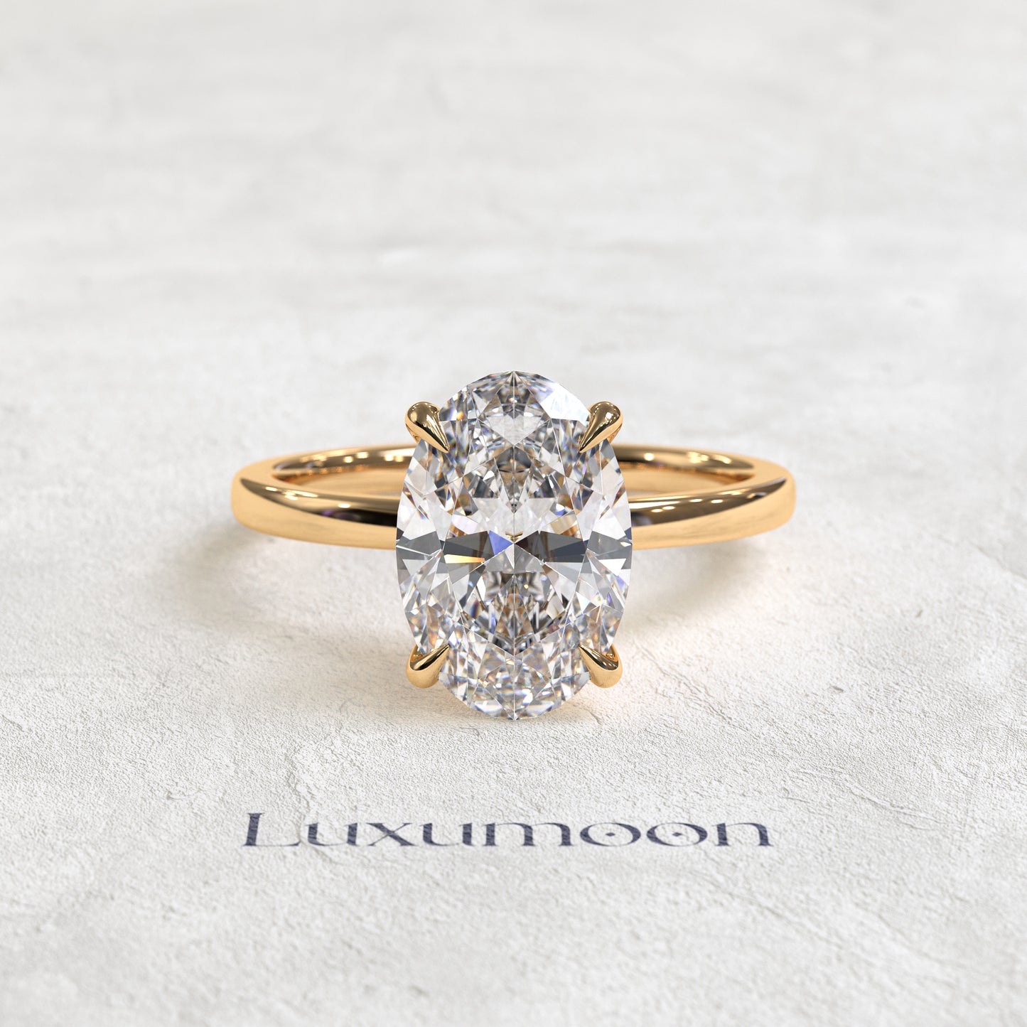 Bague solitaire minimaliste Orissia – Diamant ovale de 2 carats
