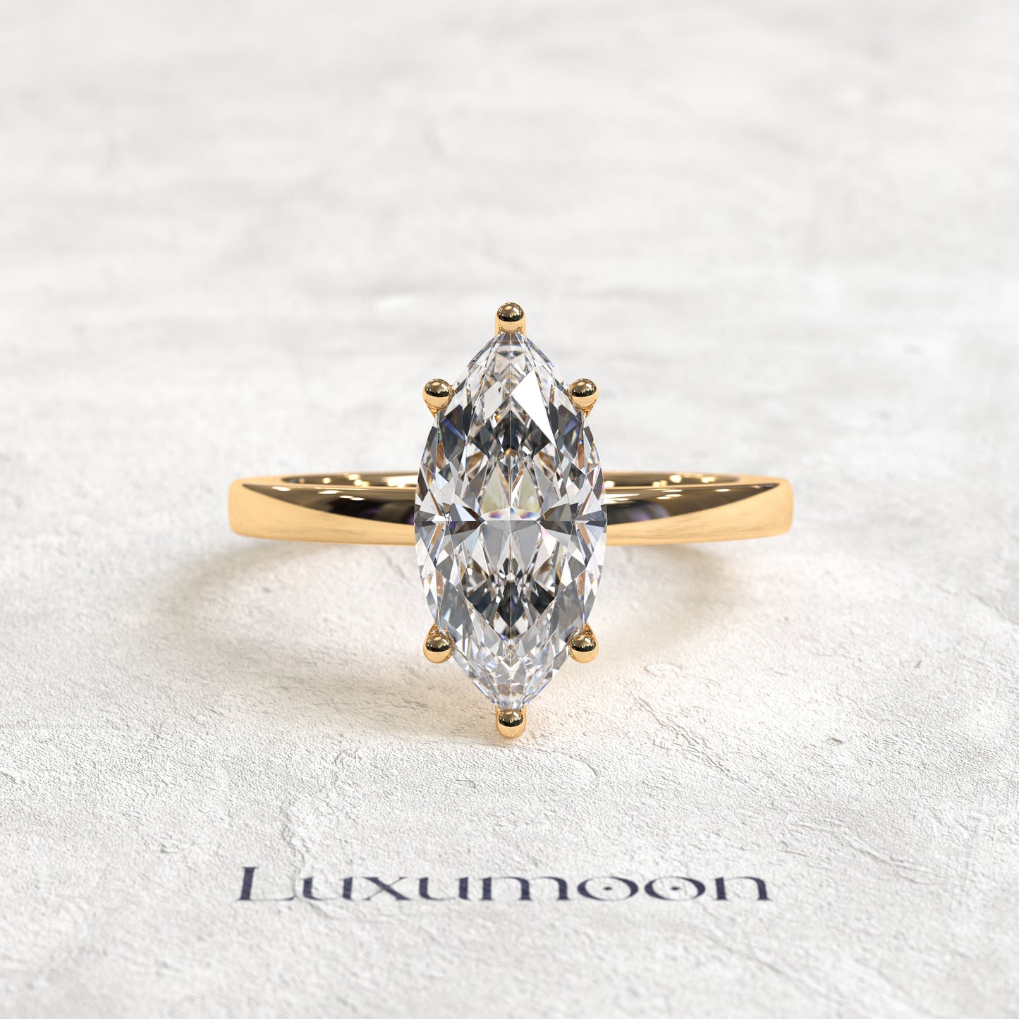 Bague solitaire minimaliste Celoria – Diamant taille marquise de 2 carats