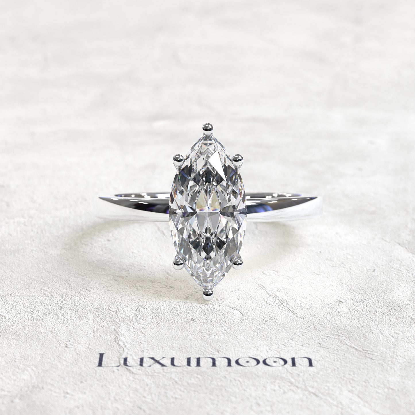 Bague solitaire minimaliste Celoria – Diamant taille marquise de 2 carats