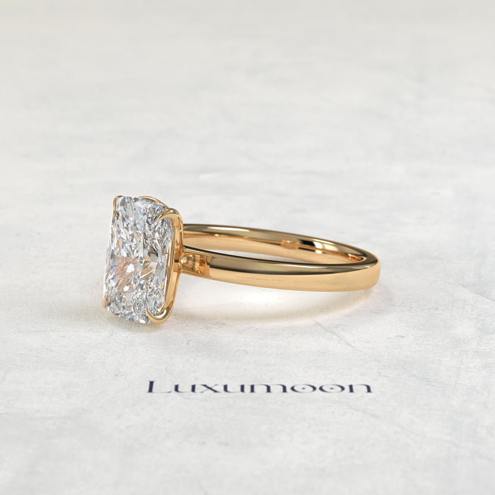 The Cendoria – 2 CT Elongated Cushion Cut Diamond Minimal Solitaire Ring