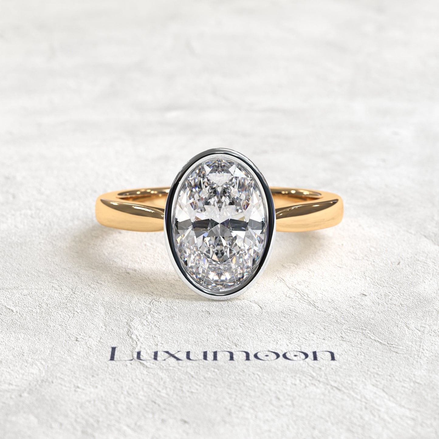 Lavora – Bague solitaire à lunette ovale de 2,5 ct
