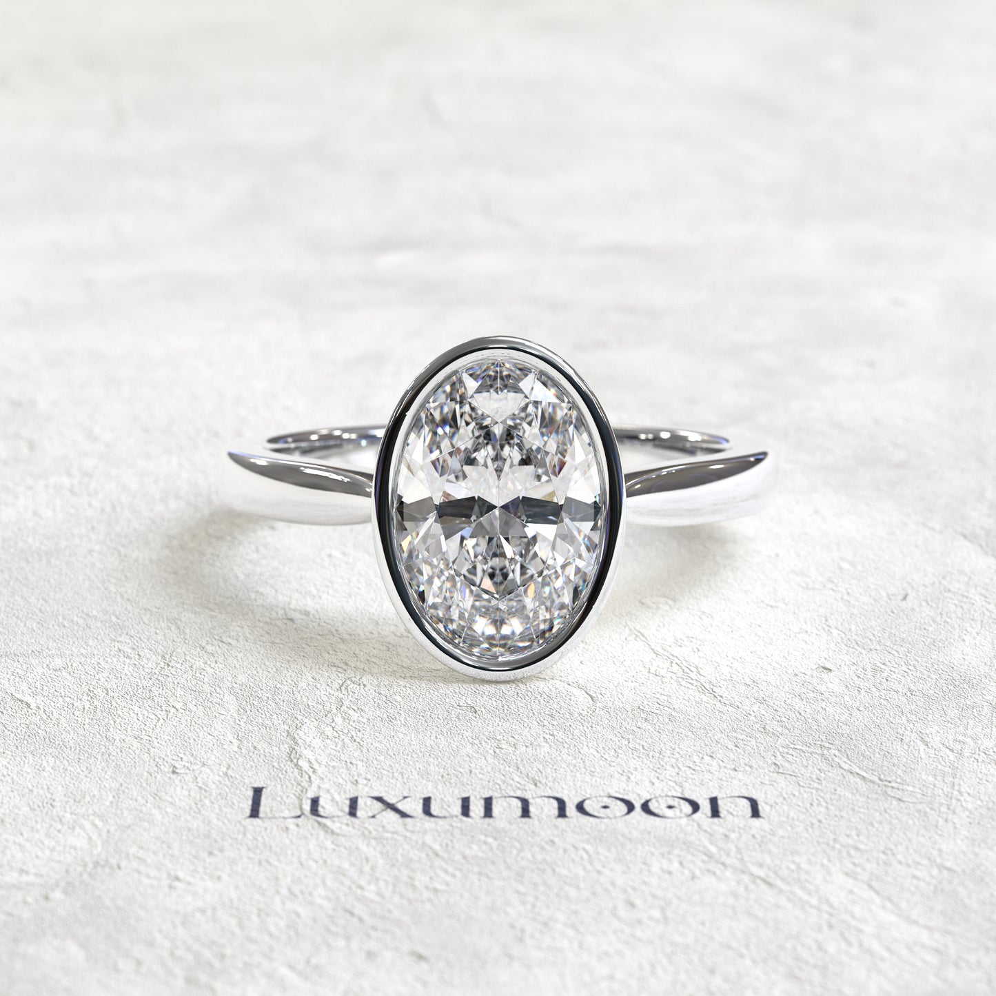 Lavora – Bague solitaire à lunette ovale de 2,5 ct