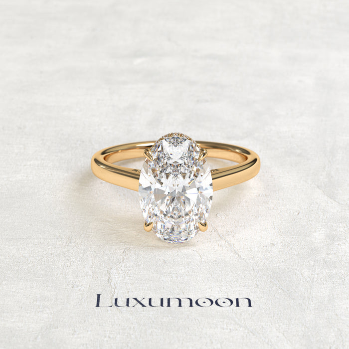 The Clarenth – 3 CT Oval Diamond Hidden Pave Solitaire Ring