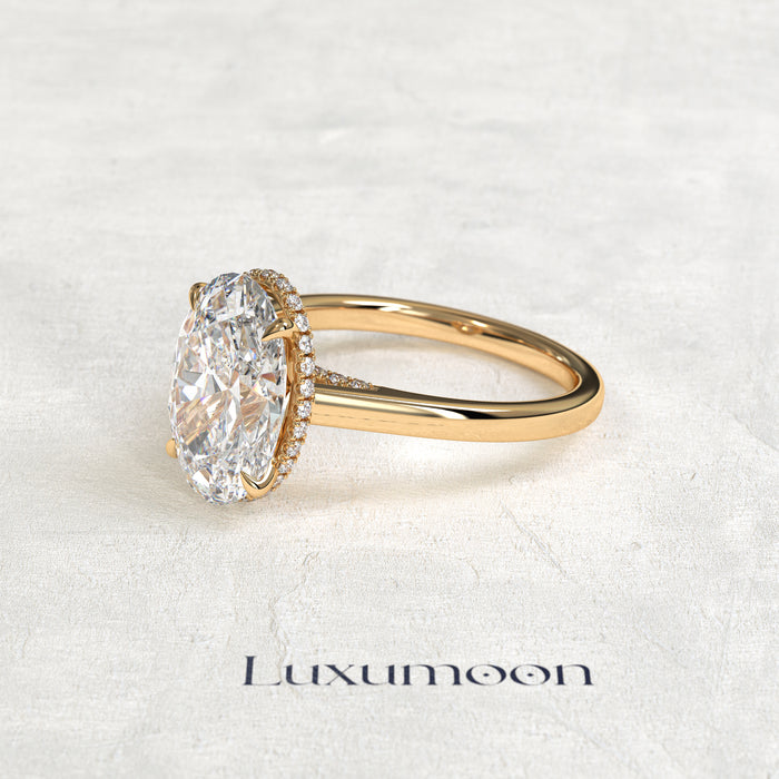 The Clarenth – 3 CT Oval Diamond Hidden Pave Solitaire Ring