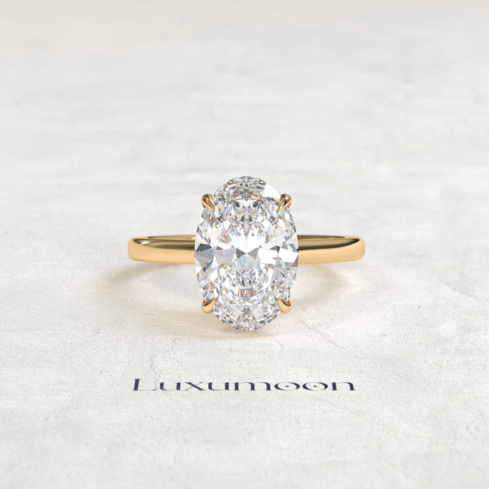 The Clarenth – 3 CT Oval Diamond Hidden Pave Solitaire Ring
