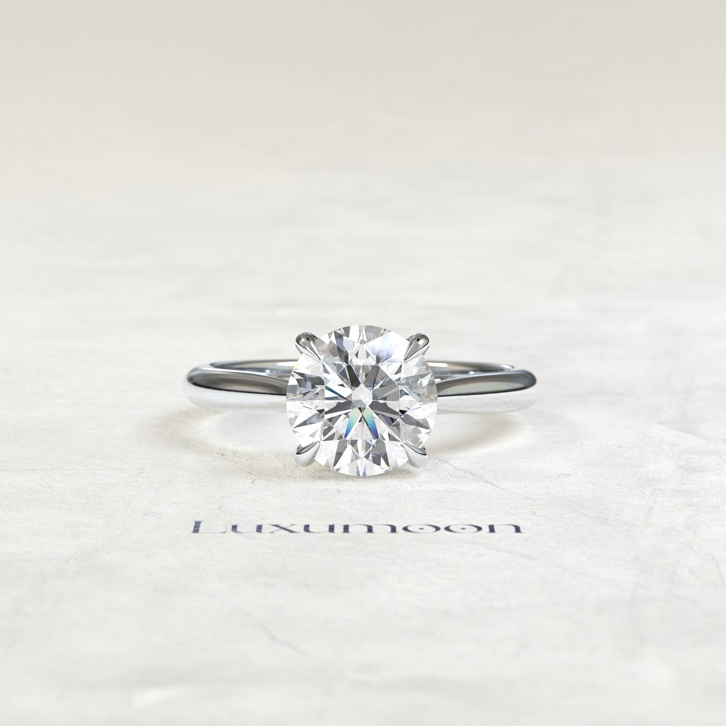 Anillo de compromiso Elirelle – Solitario de 4 quilates con corte redondo y engaste de cesta