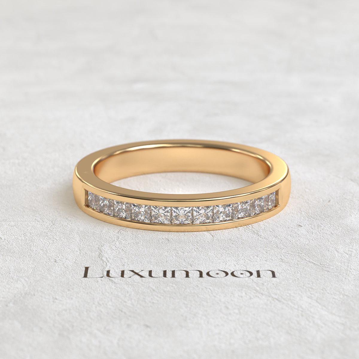 The Seraphyne - Princess Cut Diamonds Channel Set Wedding Band