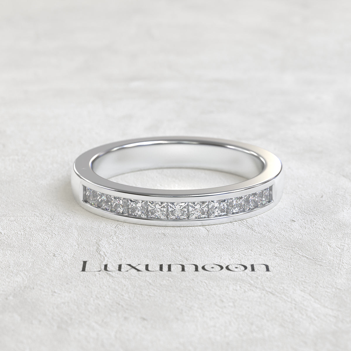 The Seraphyne - Princess Cut Diamonds Channel Set Wedding Band