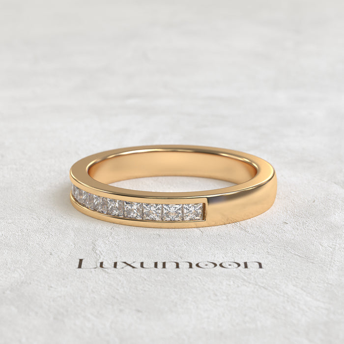 The Seraphyne - Princess Cut Diamonds Channel Set Wedding Band