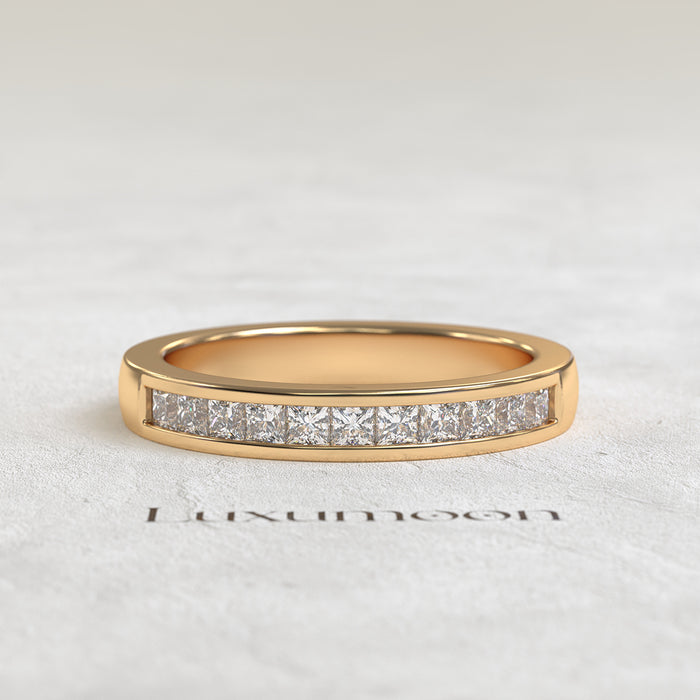 The Seraphyne - Princess Cut Diamonds Channel Set Wedding Band