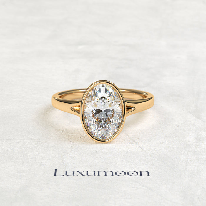 The Halora – 2 CT Oval Bezel Set Solitaire Diamond Ring