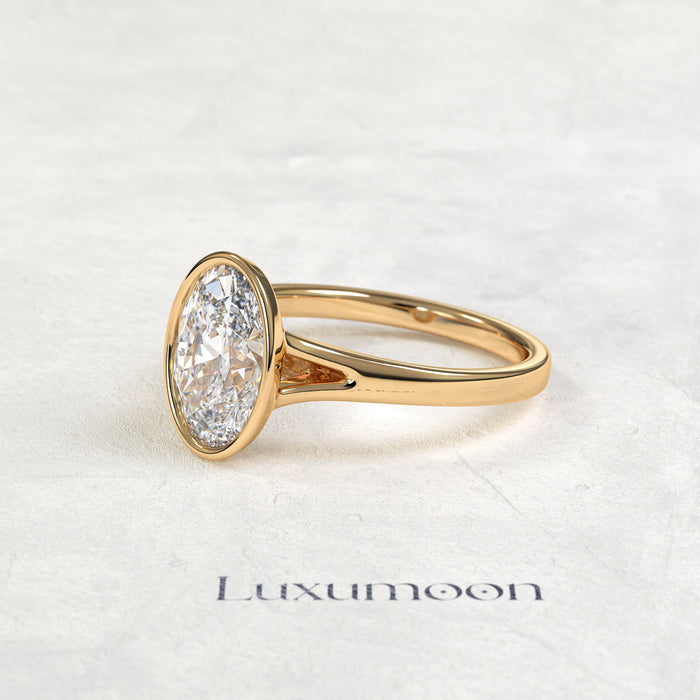 The Halora – 2 CT Oval Bezel Set Solitaire Diamond Ring