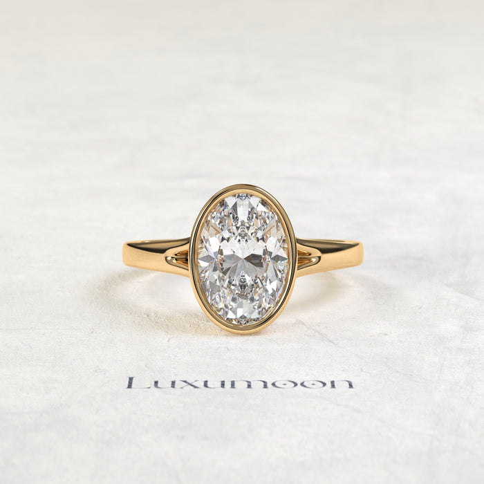 The Halora – 2 CT Oval Bezel Set Solitaire Diamond Ring