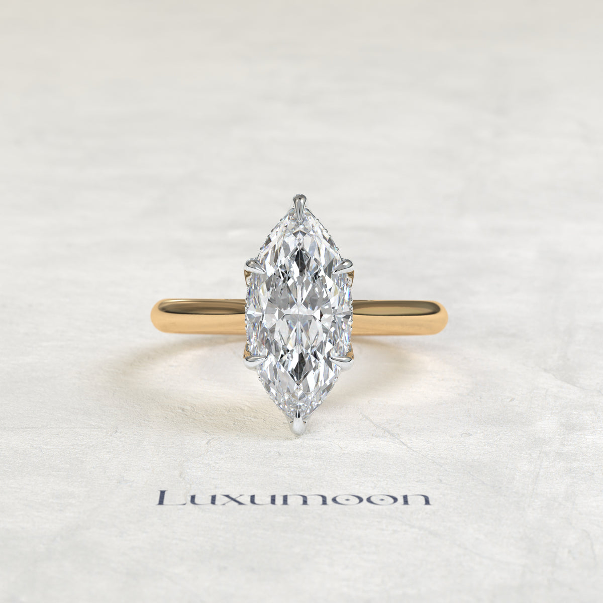Bague Cirethia – Diamant Marquise avec halo floral caché
