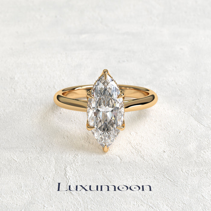 Bague Cirethia – Diamant Marquise avec halo floral caché