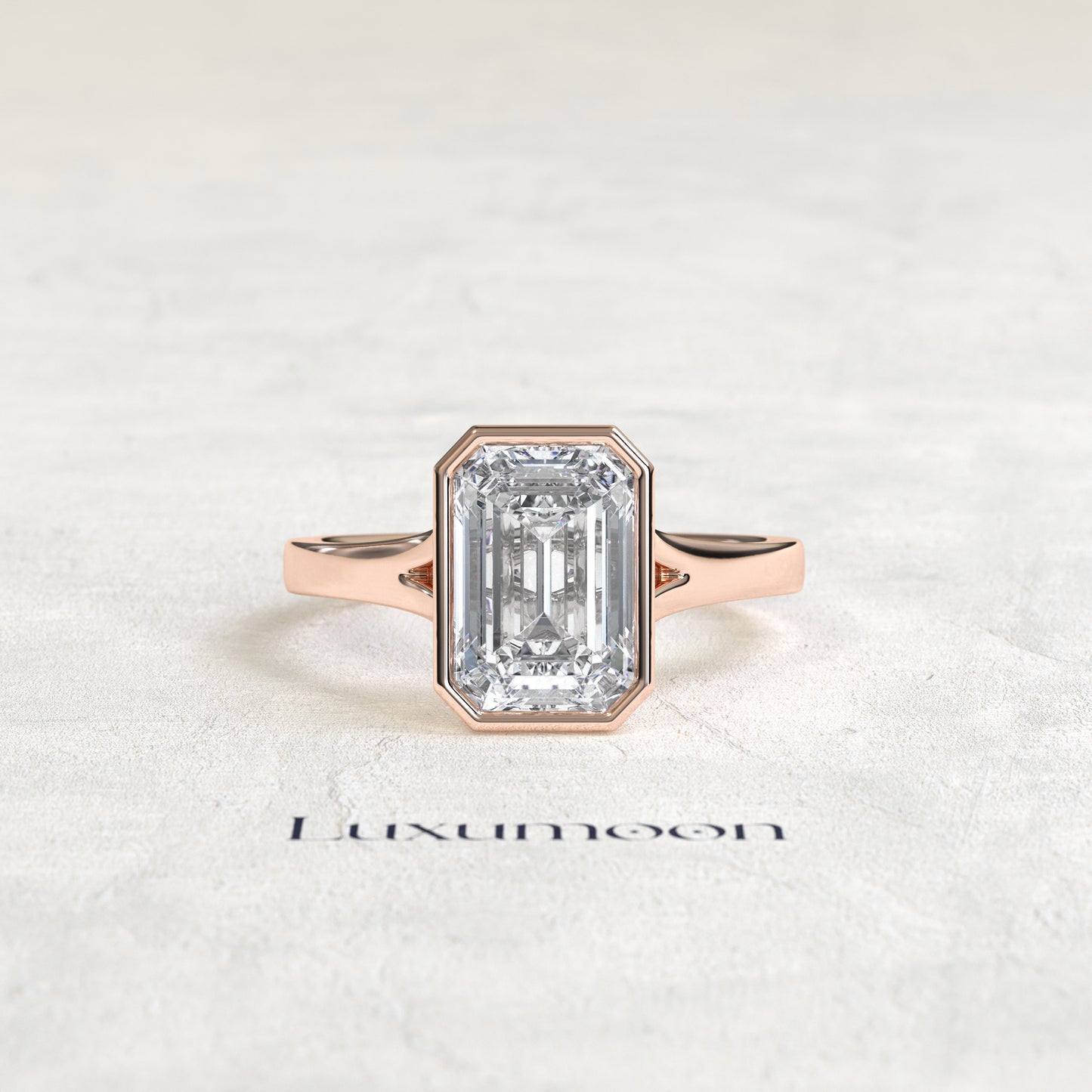The Selissea – 3 CT Emerald Cut Bezel Set Solitaire Diamond Ring