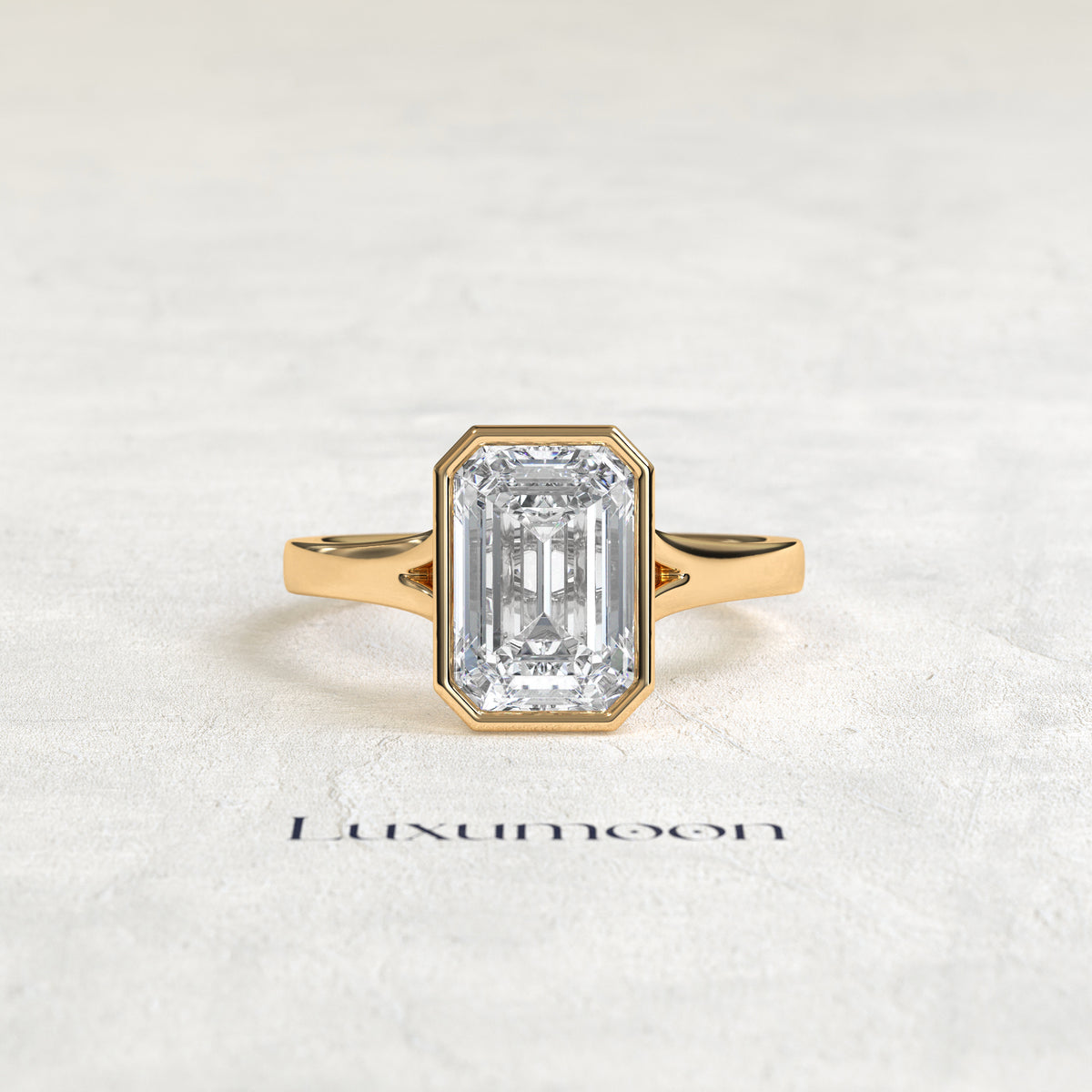 The Selissea – 3 CT Emerald Cut Bezel Set Solitaire Diamond Ring