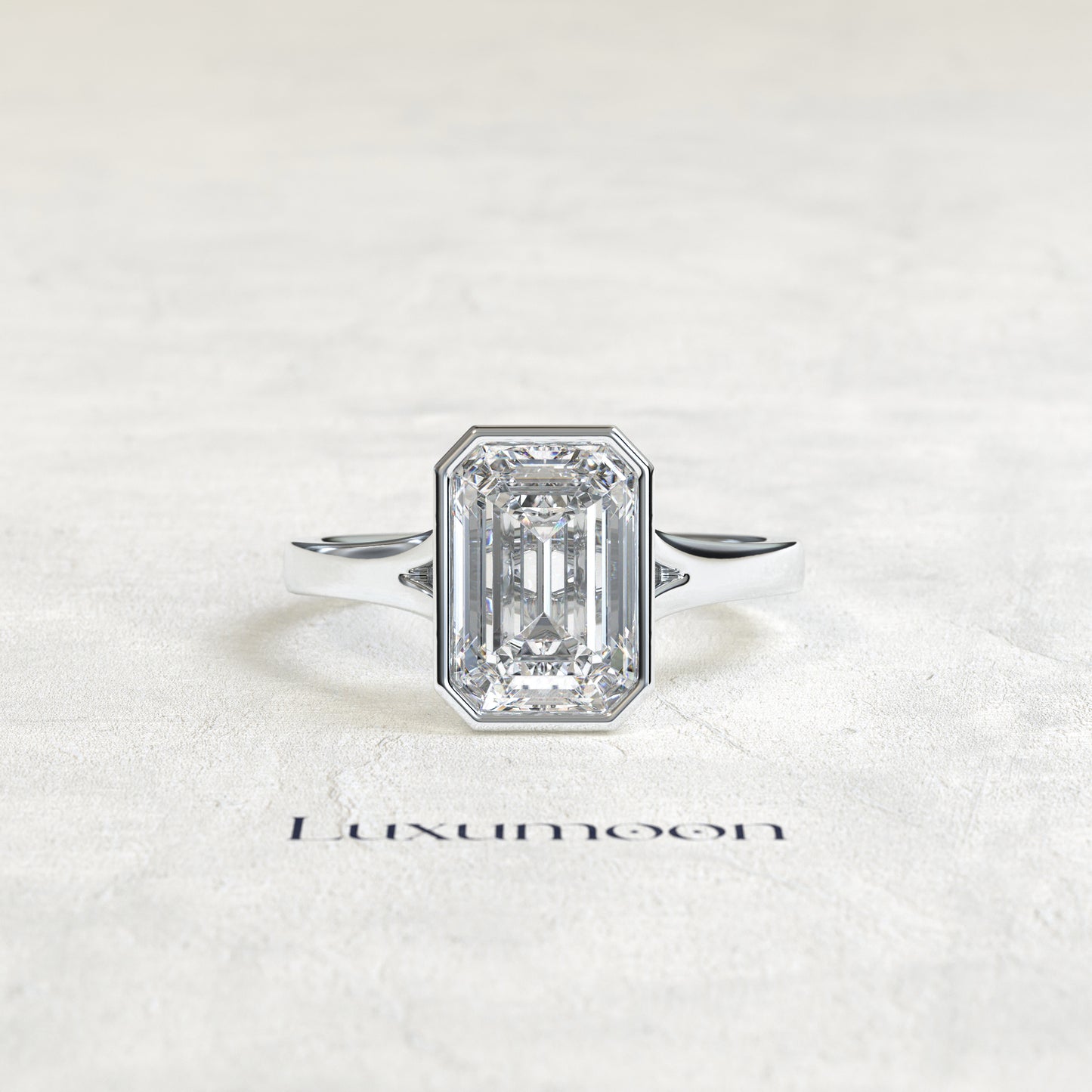 The Selissea – 3 CT Emerald Cut Bezel Set Solitaire Diamond Ring