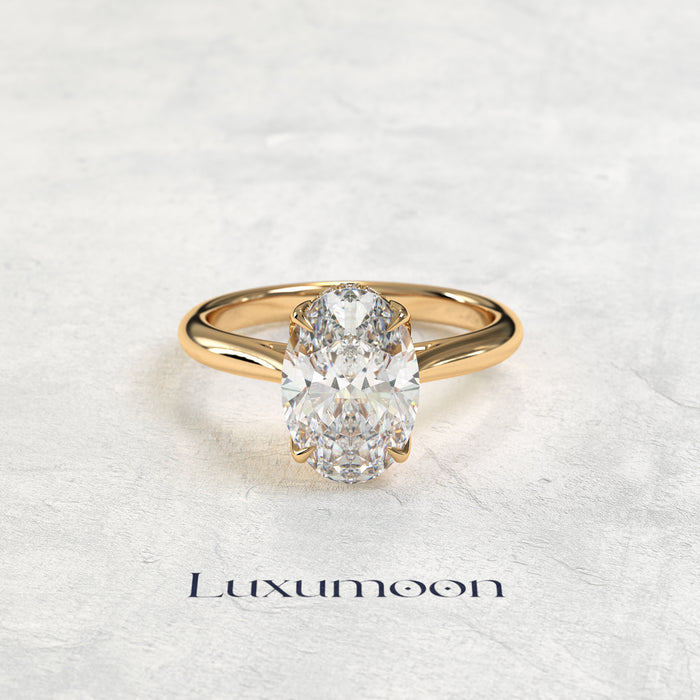 The Noravelle – 3 CT Oval Cut Floral Basket Solitaire Diamond Ring