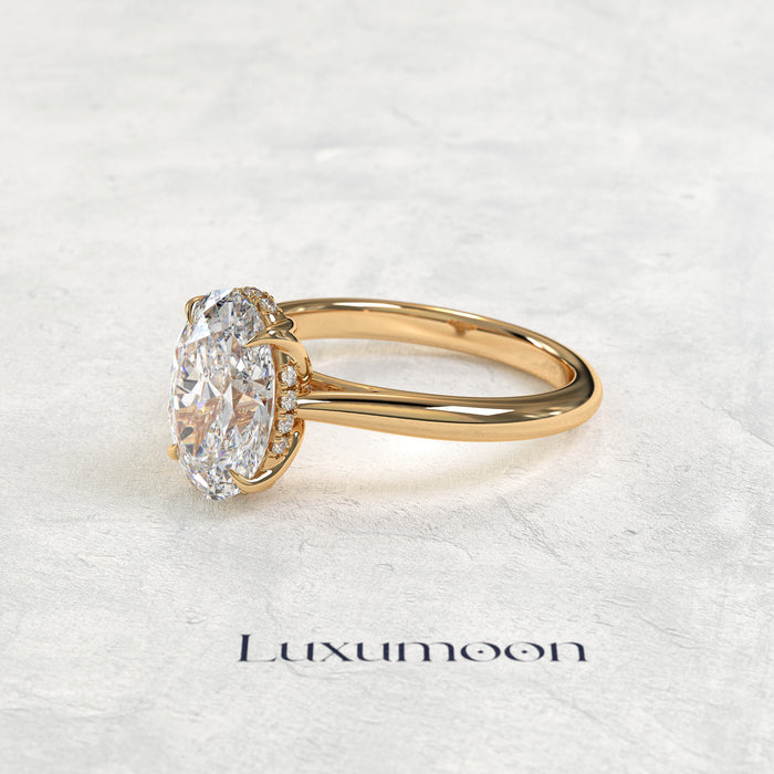 The Noravelle – 3 CT Oval Cut Floral Basket Solitaire Diamond Ring