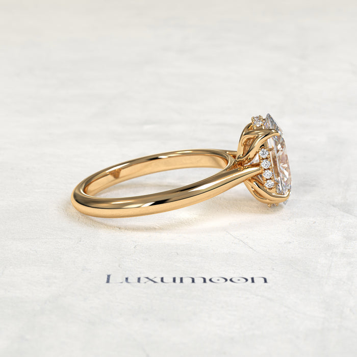 The Noravelle – 3 CT Oval Cut Floral Basket Solitaire Diamond Ring