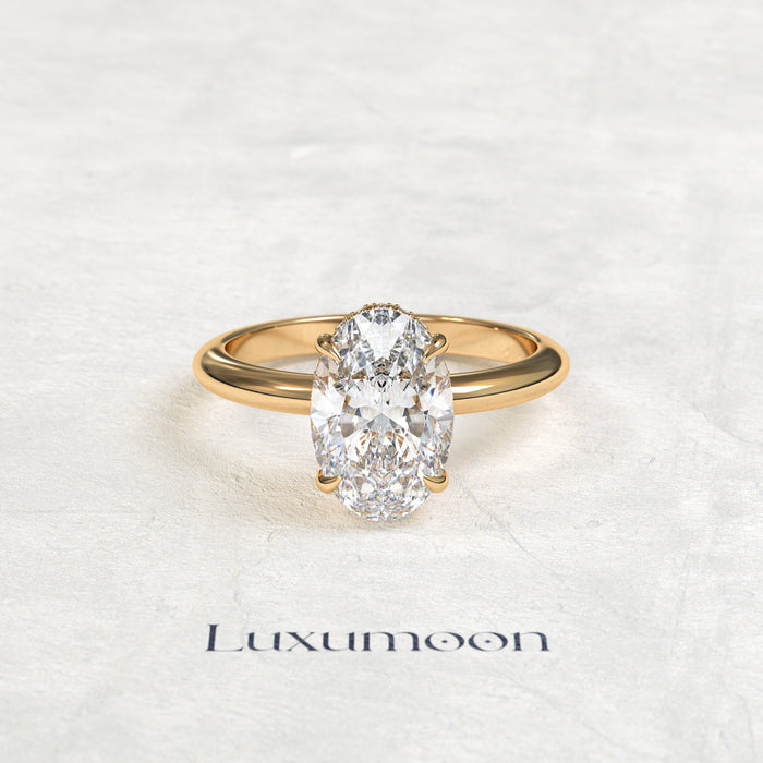 The Cendria – 1.5 CT Oval Cut Basket Solitaire Diamond Ring