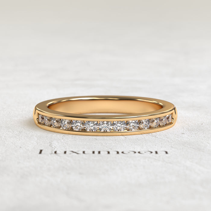 The Elowen - Round Cut Diamonds Channel Set Wedding Band