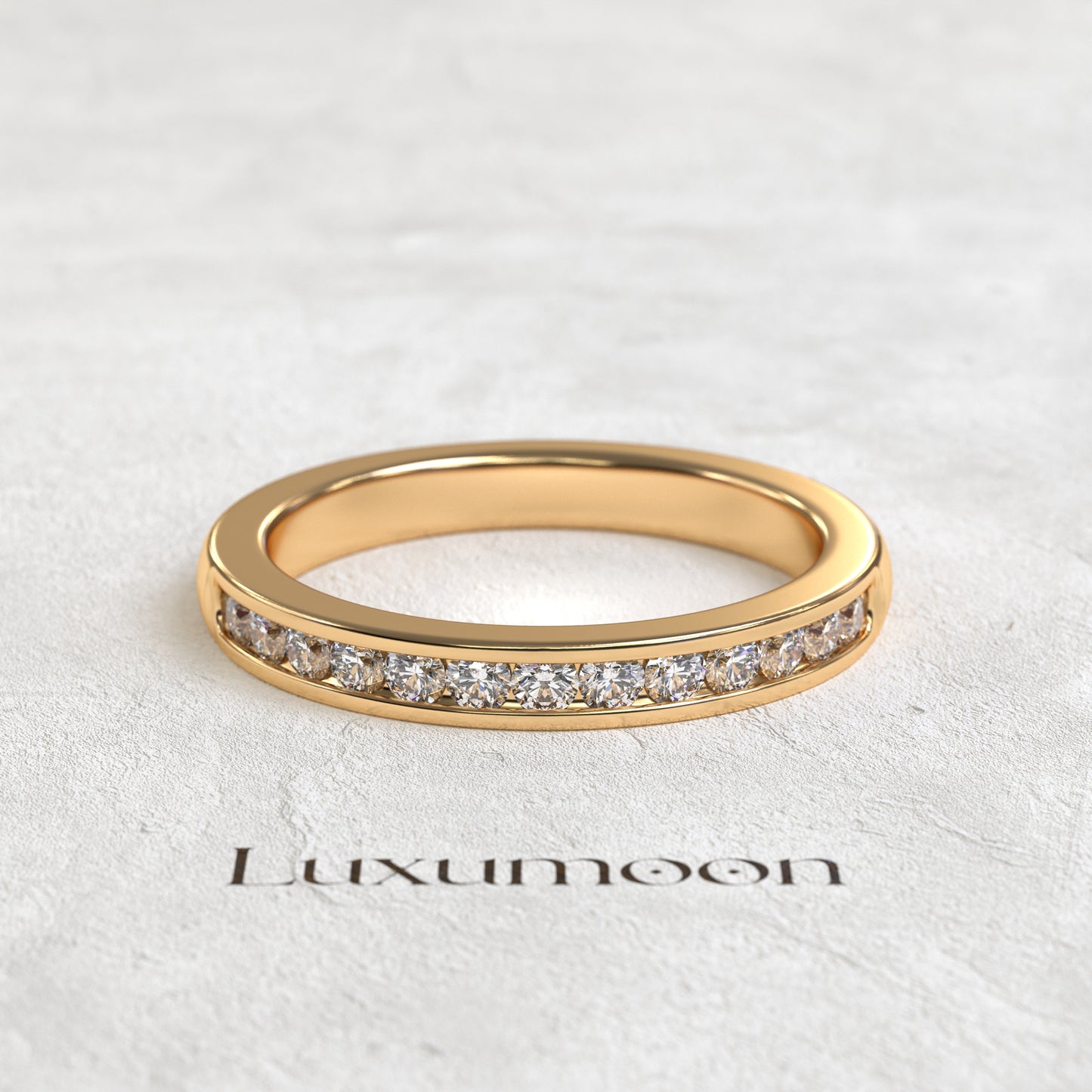 The Elowen - Round Cut Diamonds Channel Set Wedding Band