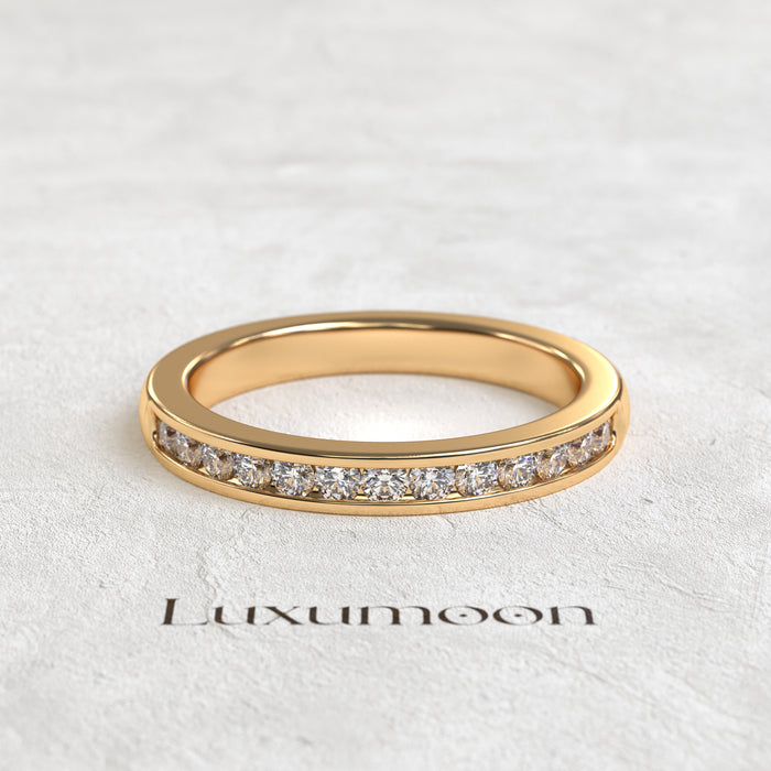 The Elowen - Round Cut Diamonds Channel Set Wedding Band