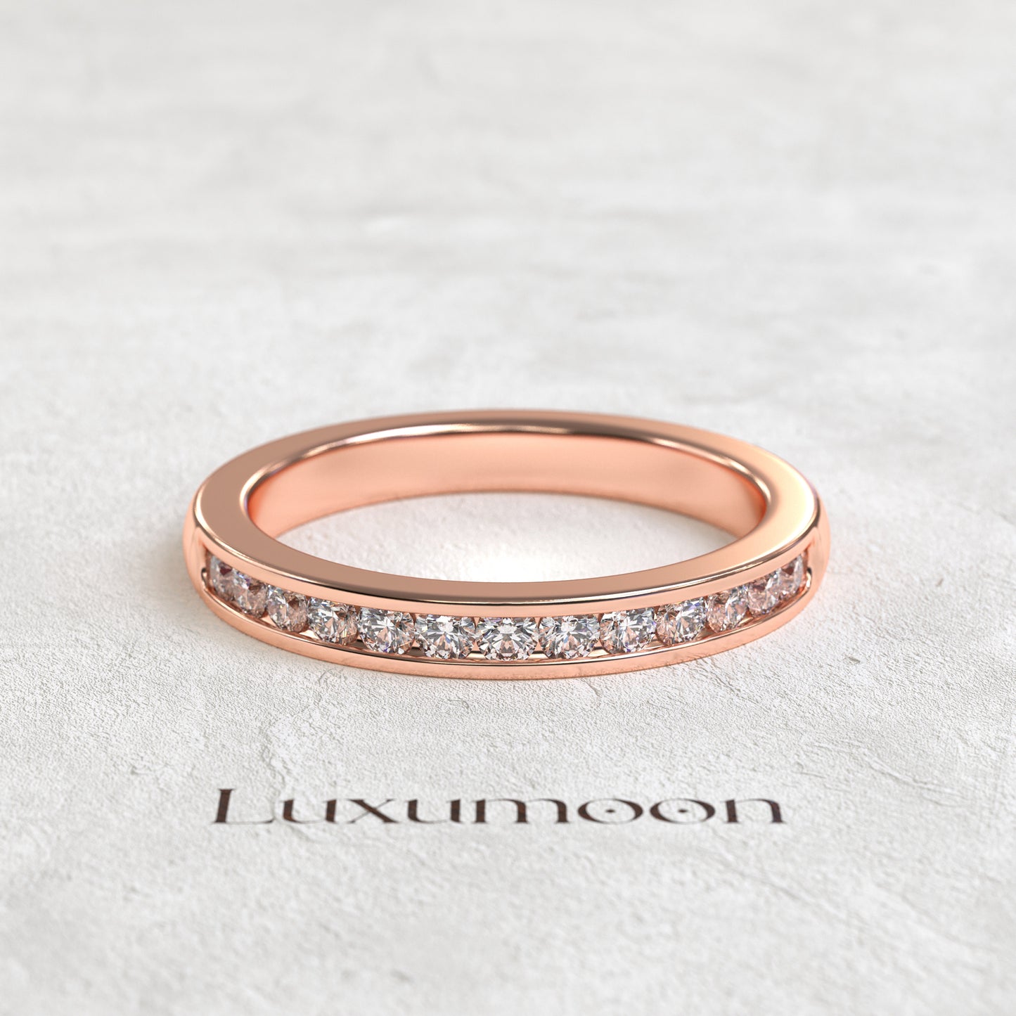 The Elowen - Round Cut Diamonds Channel Set Wedding Band