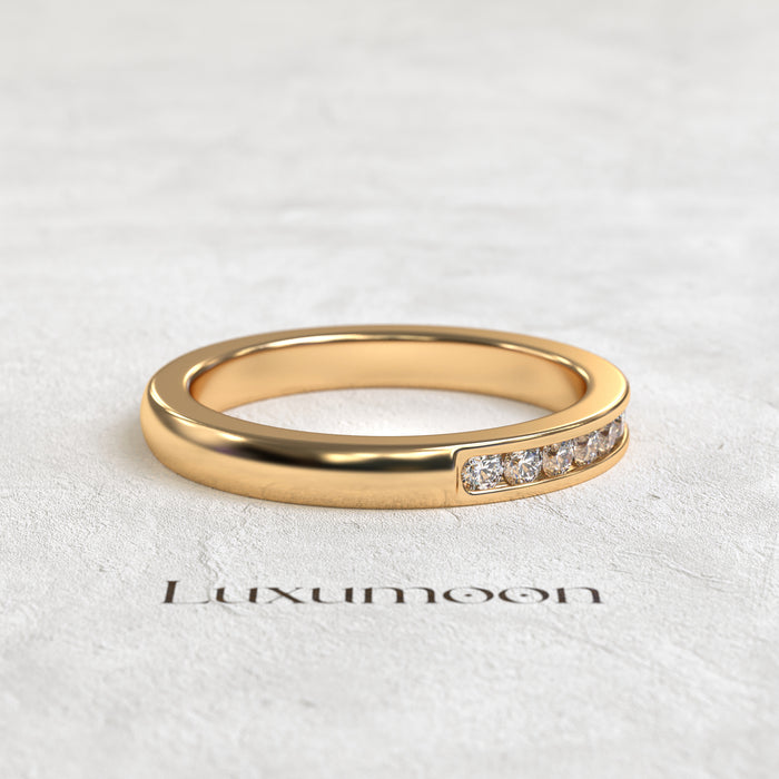 The Elowen - Round Cut Diamonds Channel Set Wedding Band