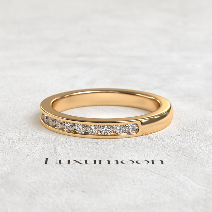 The Elowen - Round Cut Diamonds Channel Set Wedding Band