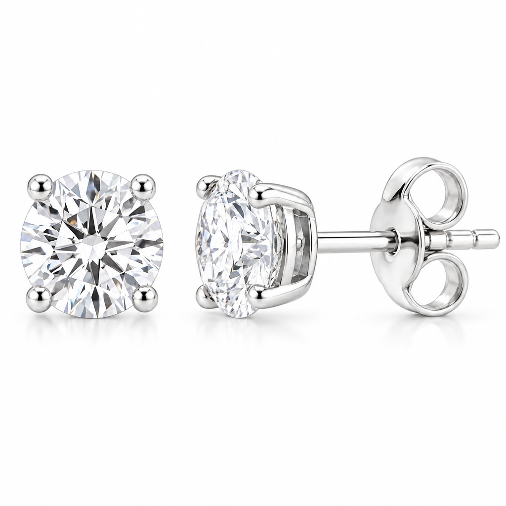 1 TCW Round Diamond Studs